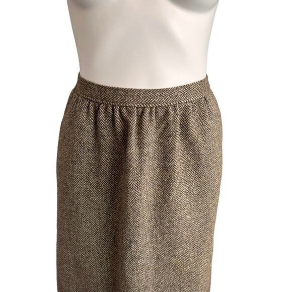 Evan Picone Skirt Vintage Pure Virgin Wool Authentic Herringbone 60s Size XS - Picture 4 of 12